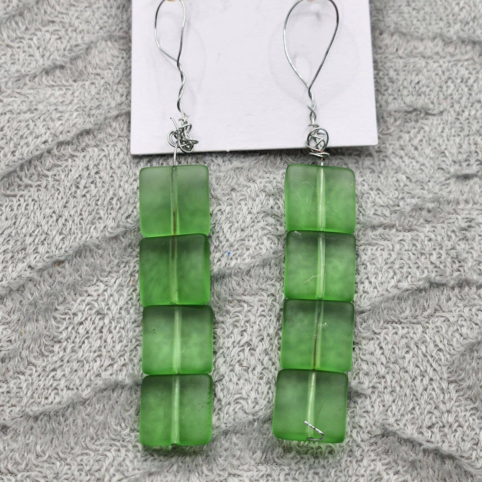 Green Squared Earrings